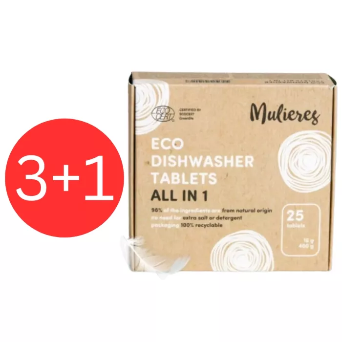 3+1 Tablete ecologice pentru masina de spalat vase (25 buc), Mulieres 3+1 Tablete ecologice pentru masina de spalat vase (25 buc), Mulieres