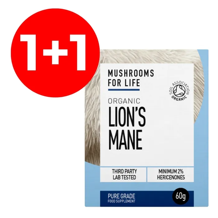 1+1 Organic Lions Mane 1000 mg Pure Grade Extract Powder (60grame), MushroomsForLife