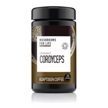 Organic Cordyceps Adaptogen Coffee Pure Grade Extract 75 grame (25 porții), MushroomsForLife Organic Cordyceps Adaptogen Coffee Pure Grade Extract 75 grame (25 porții), MushroomsForLife