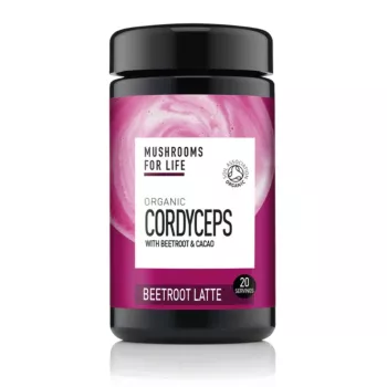 Organic Cordyceps Beetroot Latte Pure Grade Extract 130 grame (20 porții), MushroomsForLife Organic Cordyceps Beetroot Latte Pure Grade Extract 130 grame (20 porții), MushroomsForLife