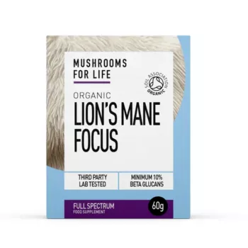 Organic Lions Mane Focus 1000 mg Full Spectrum Powder (60 grame), MushroomsForLife Organic Lions Mane Focus 1000 mg Full Spectrum Powder (60 grame), MushroomsForLife