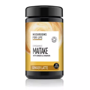 Organic Maitake Ginger Latte 1000 mg Pure Grade Extract 110 grame (20 porții), MushroomsForLife Organic Maitake Ginger Latte 1000 mg Pure Grade Extract 110 grame (20 porții), MushroomsForLife