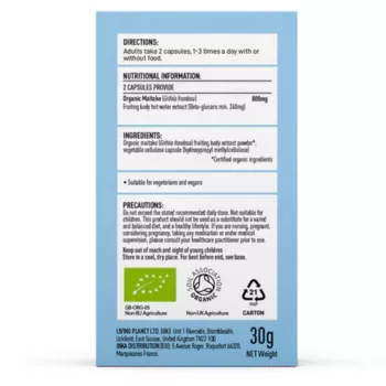 Organic Maitake 800 mg Pure Grade Extract (60 capsule), MushroomsForLife