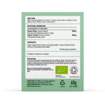 Organic Myco Beauty Chaga si Tremella 1000 mg Pure Grade Extracts Powder (60 grame), MushroomsForLife Organic Myco Beauty Chaga si Tremella 1000 mg Pure Grade Extracts Powder (60 grame), MushroomsForLife