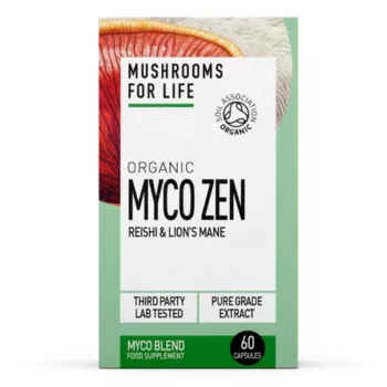 Organic Myco Zen Reishi si Lions Mane 800 mg Pure Grade Extracts (60 capsule), MushroomsForLife