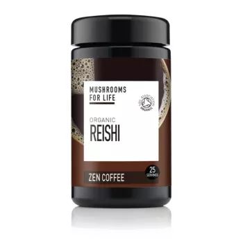 Organic Reishi Zen Coffee 1000 mg Pure Grade Extract 80 grame (25 porții), MushroomsForLife
