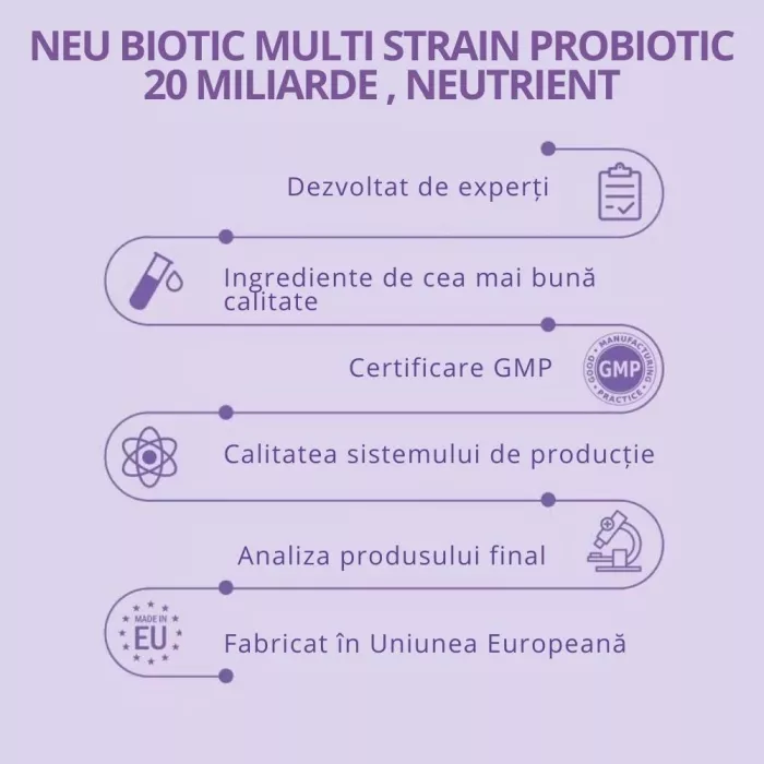 Neu Biotic Multi Strain Probiotic 20 miliarde (60 capsule), Neutrient