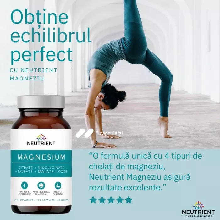 Magneziu - Formula cu 4 chelați (120 capsule), Neutrient