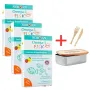 Pachet 3x Omega 3 FISK Jeleuri (45 bucati), Norsan + Caserola metalica cu capac si tacamuri din bambus