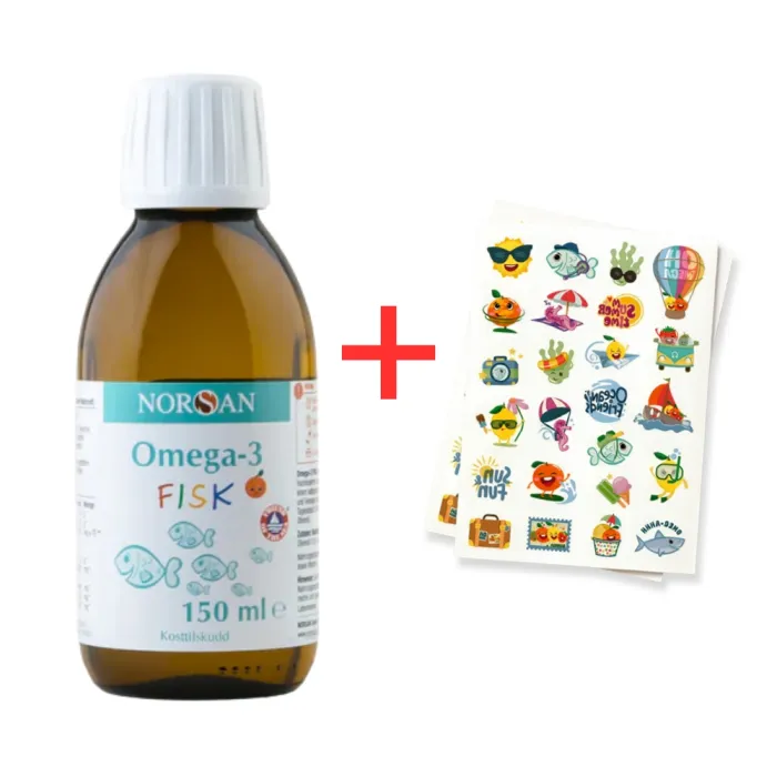 Pachet Omega 3 FISK Ulei (150 ml), Norsan + Tatuaje temporare pentru copii