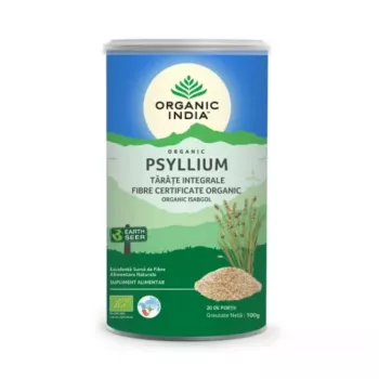 ORGANIC INDIA Tarate Integrale de Psyllium 100g  ORGANIC INDIA Tarate Integrale de Psyllium 100g