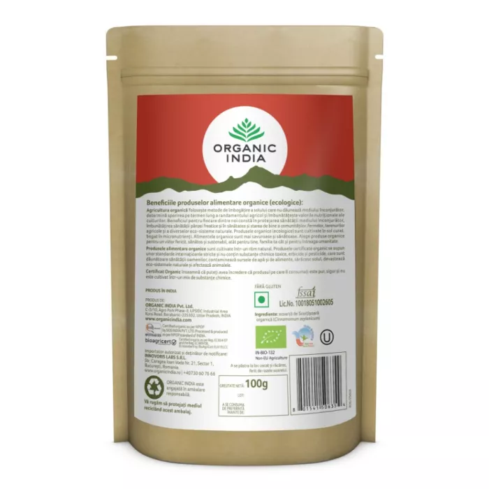 Scortisoara Ceylon pulbere 100% certificata organic fara gluten (100 grame), Organic India