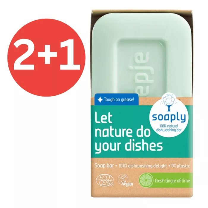 2+1 Sapun ecologic pentru vase cu 100% ingrediente naturale Fresh Lime (120 gr), Soaply 2+1 Sapun ecologic pentru vase cu 100% ingrediente naturale Fresh Lime (120 gr), Soaply