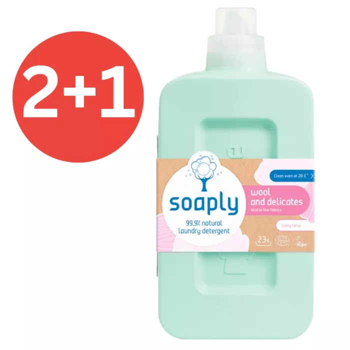 2+1 Detergent ecologic pentru lana si matase cu 99.9% ingrediente naturale Lively Lotus (1L), Soaply 2+1 Detergent ecologic pentru lana si matase cu 99.9% ingrediente naturale Lively Lotus (1L), Soaply