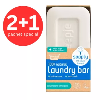 2+1 Sapun ecologic pentru rufe cu 100% ingrediente naturale, Bergamot and Lemongrass (120 gr), Soaply