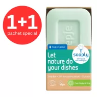 1+1 Sapun ecologic pentru vase cu 100% ingrediente naturale Fresh Lime (120 gr), Soaply