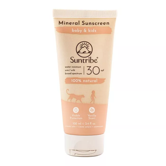 Cremă de protecție solară minerală naturală Baby&Kids SPF30, 100ml, Suntribe Cremă de protecție solară minerală naturală Baby&Kids SPF30, 100ml, Suntribe