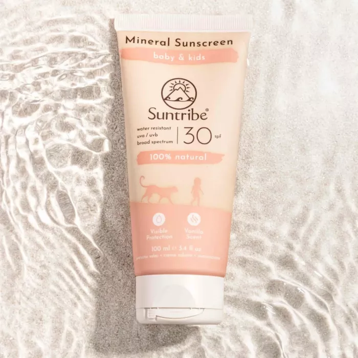 Cremă de protecție solară minerală naturală Baby&Kids SPF30, 100ml, Suntribe Cremă de protecție solară minerală naturală Baby&Kids SPF30, 100ml, Suntribe