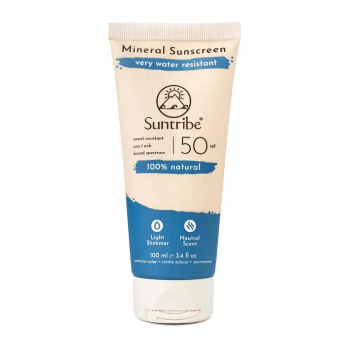 Cremă de protecție solară minerală naturală SPF50, 100ml, Suntribe Cremă de protecție solară minerală naturală SPF50, 100ml, Suntribe