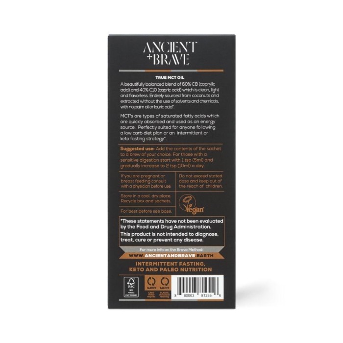 True Mct Oil 15 x 10 ml ( 15 plicuri), Ancient and Brave