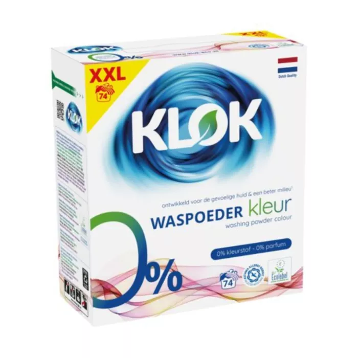 KLOK Detergent pudra pentru rufe colorate 0% parfum, 0% coloranti 4,81 kg (74 spalari) KLOK Detergent pudra pentru rufe colorate 0% parfum, 0% coloranti 4,81 kg (74 spalari)