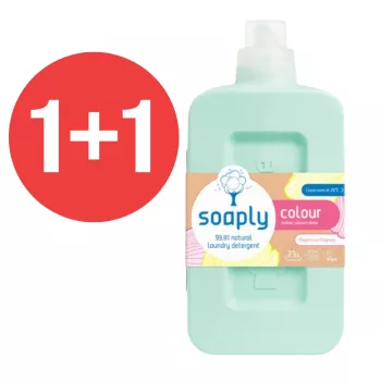 1+1 Detergent ecologic pentru rufe colorate cu 99.8% ingrediente naturale Magnificent Magnolia (1L), Soaply 1+1 Detergent ecologic pentru rufe colorate cu 99.8% ingrediente naturale Magnificent Magnolia (1L), Soaply