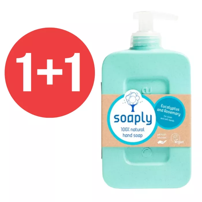 1+1 Sapun ecologic lichid pentru maini cu 100% ingrediente naturale, Eucalyptus and Rosemary (300ml), Soaply 1+1 Sapun ecologic lichid pentru maini cu 100% ingrediente naturale, Eucalyptus and Rosemary (300ml), Soaply