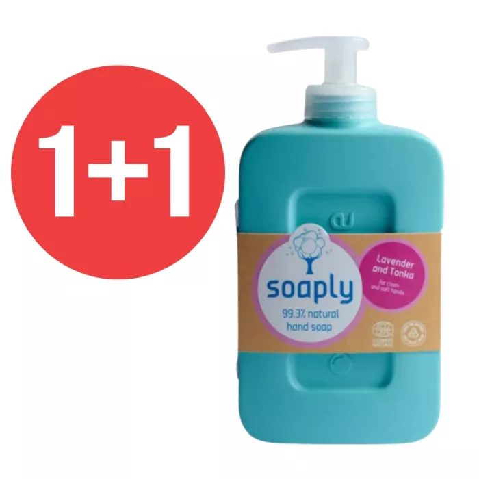 1+1 Sapun ecologic lichid pentru maini cu 100% ingrediente naturale, Lavanda si Tonka (300ml), Soaply 1+1 Sapun ecologic lichid pentru maini cu 100% ingrediente naturale, Lavanda si Tonka (300ml), Soaply