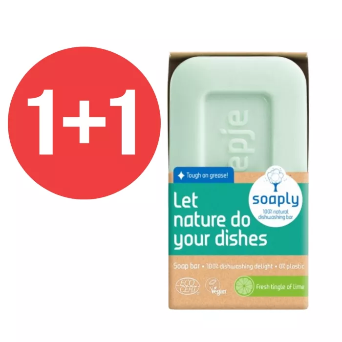 1+1 Sapun ecologic pentru vase cu 100% ingrediente naturale Fresh Lime (120 gr), Soaply 1+1 Sapun ecologic pentru vase cu 100% ingrediente naturale Fresh Lime (120 gr), Soaply