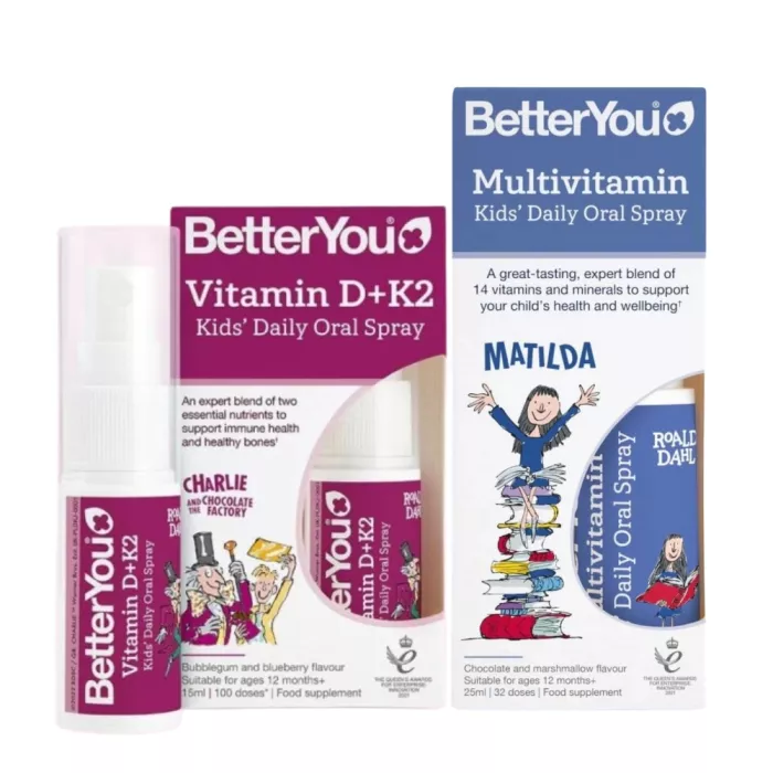 Pachet Vitamina D+K2 Kids Oral Spray (15 ml) + Multivitamin Kids Oral Spray (25 ml), BetterYou Pachet Vitamina D+K2 Kids Oral Spray (15 ml) + Multivitamin Kids Oral Spray (25 ml), BetterYou