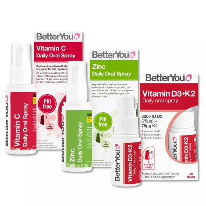 Pachet D3000+K2 (12ml) + Zinc (50ml) + Vitamina C (50ml), BetterYou Pachet D3000+K2 (12ml) + Zinc (50ml) + Vitamina C (50ml), BetterYou