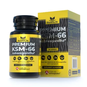 Premium KSM-66 Ashwagandha, extract din rădăcină, 60 capsule, Boost4Life