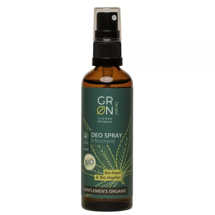 Deo spray energizant Bio Organic Gentlemens cu canepa si hamei (75ml), GRN Shades of Nature