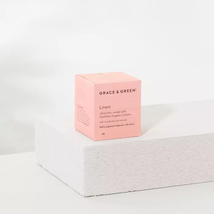 Panty liners din bumbac organic 100% ultra subtiri (24 buc), Grace and Green Panty liners din bumbac organic 100% ultra subtiri (24 buc), Grace and Green