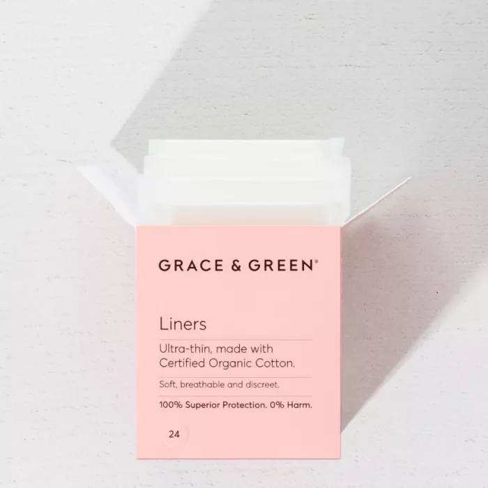 Panty liners din bumbac organic 100% ultra subtiri (24 buc), Grace and Green Panty liners din bumbac organic 100% ultra subtiri (24 buc), Grace and Green