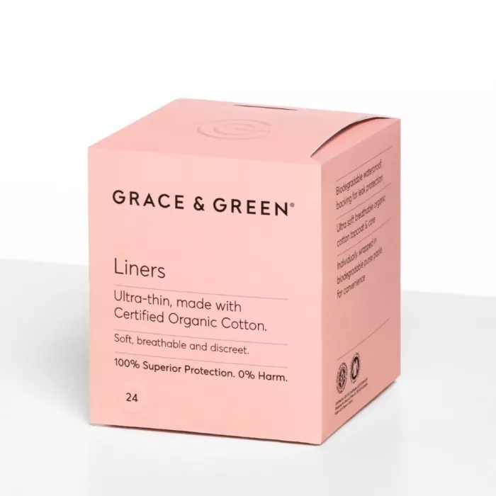 Panty liners din bumbac organic 100% ultra subtiri (24 buc), Grace and Green Panty liners din bumbac organic 100% ultra subtiri (24 buc), Grace and Green