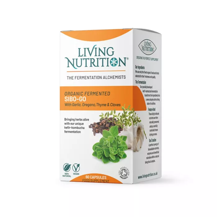 Organic Fermented SIBO GO 700 mg cu oregano, usturoi si cimbru cu efect antimicrobial (60 capsule), Living Nutrition