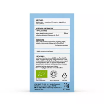 Organic Reishi 800 mg Pure Grade Extract (60 capsule), MushroomsForLife