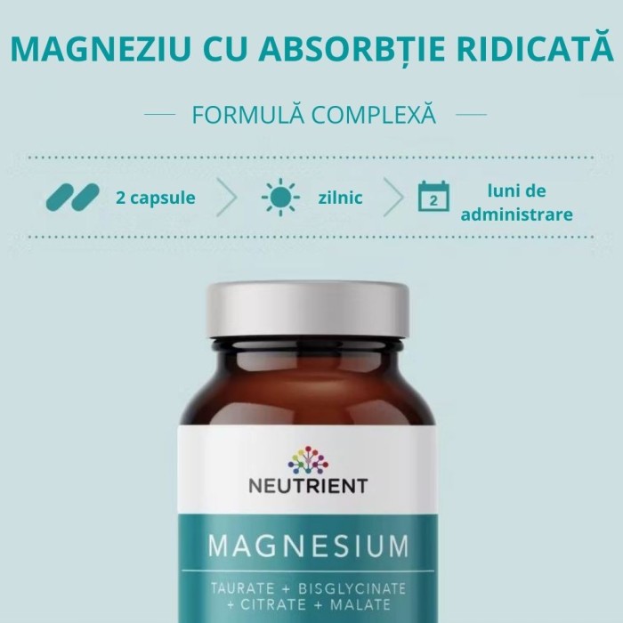 Magnesium Taurate, Bisglycinate, Citrate, Malate, Oxide (120 capsule), Neutrient