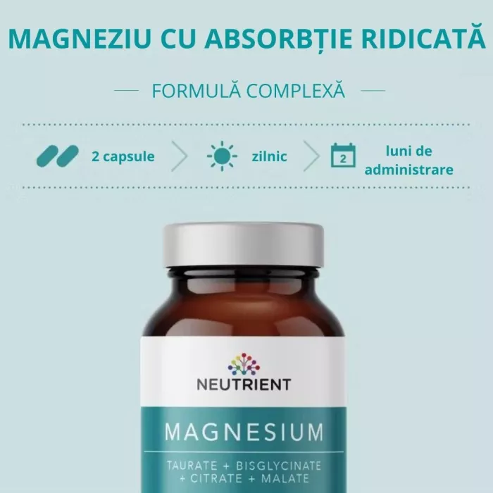 Magneziu - Formula cu 4 chelați (120 capsule), Neutrient