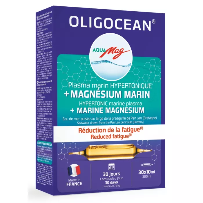 Magneziu Marin AquaMag si Plasma Marina Hipertonica (30 fiole x 10ml), Oligocean®