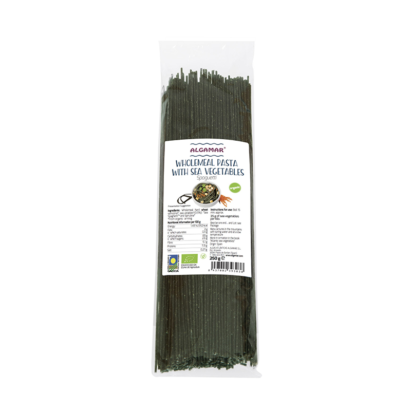 Spaghetti integrale cu alge marine eco (250 grame), Algamar