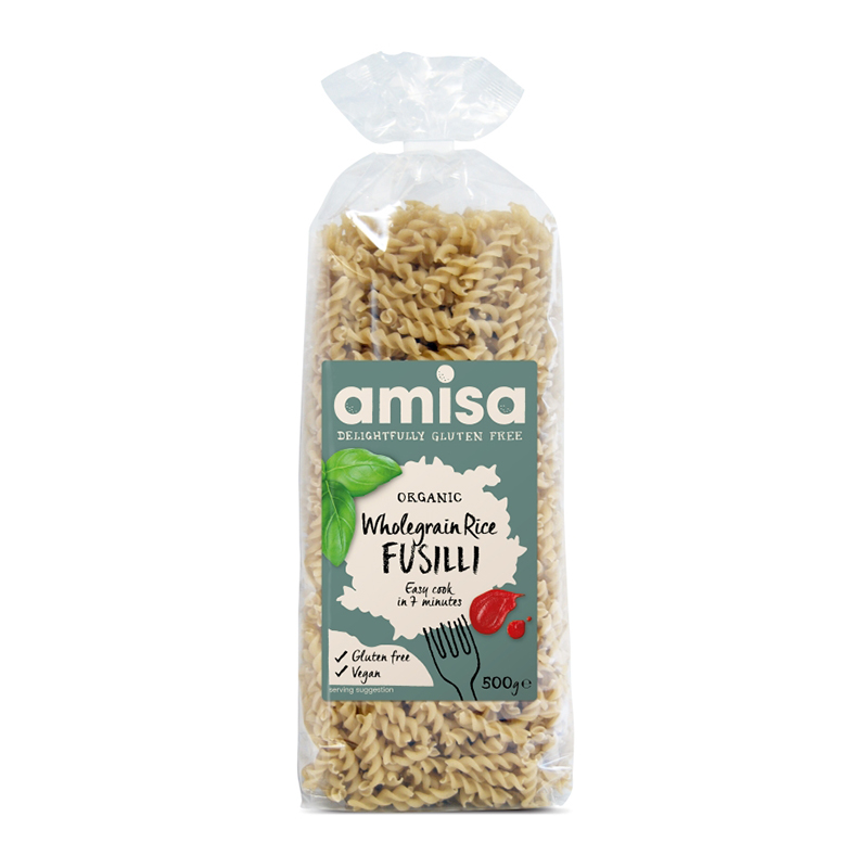 Fusilli din orez integral fara gluten eco (500 grame), Amisa