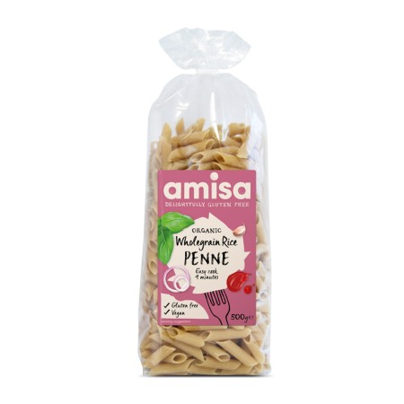 Penne din orez integral fara gluten eco (500 grame), Amisa