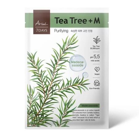 Masca Ariul 7Days PLUS Arbore de Ceai + M, purificarea rapida a tenului stresat, cosmetice coreene naturale, (23ml), Ariul