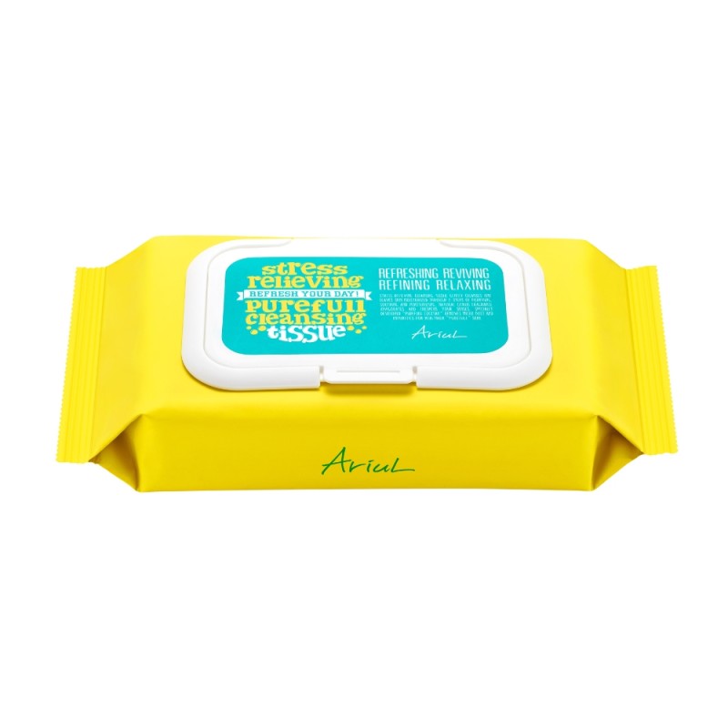 Servetele de curatare a tenului Stress Relieving Purefull Cleansing Tissue, cosmetice coreene naturale, (80 buc), Ariul
