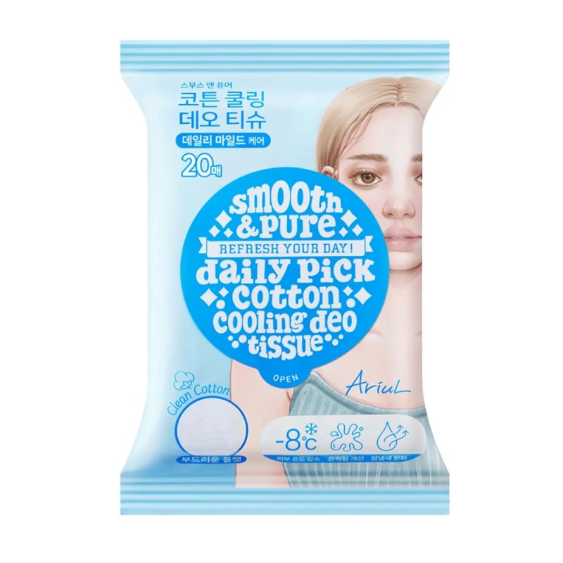 Servetele Deodorante Smooth & Pure Cotton Cooling Deo , 20 buc, Ariul