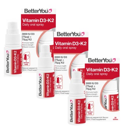 Economy Pack Vitamina D3+K2 3000UI+75μg Spray Oral (12 ml), BetterYou