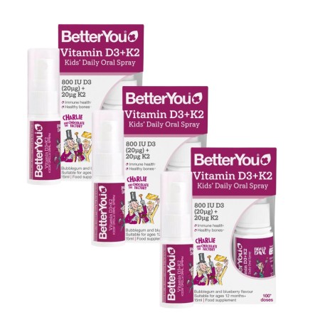 Economy Pack Vitamina D3+K2 copii 400UI+10μg Spray Oral (15 ml), BetterYou