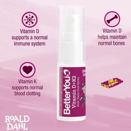 Pachet Vitamina D3+K2 copii 400UI+10μg Spray Oral (15 ml) + Magnesium Kids Body spray BFG (100 ml), BetterYou